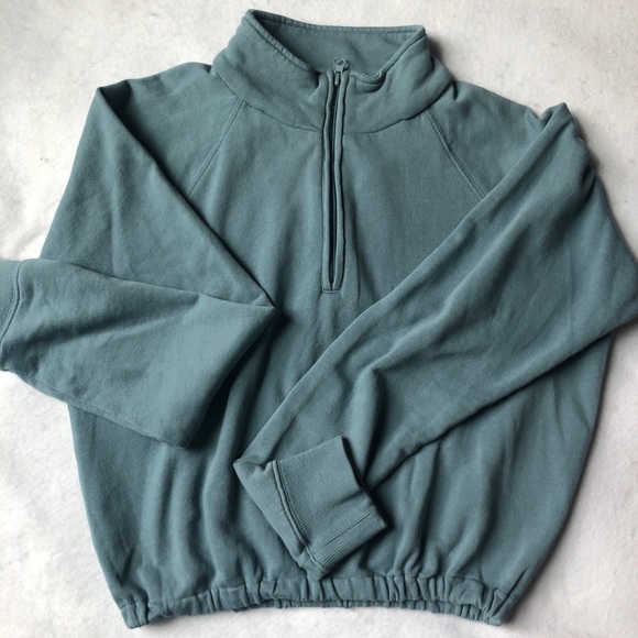 Pacsun Blue Cropped Half Zip Sweatshirt - Picture 3 of 4